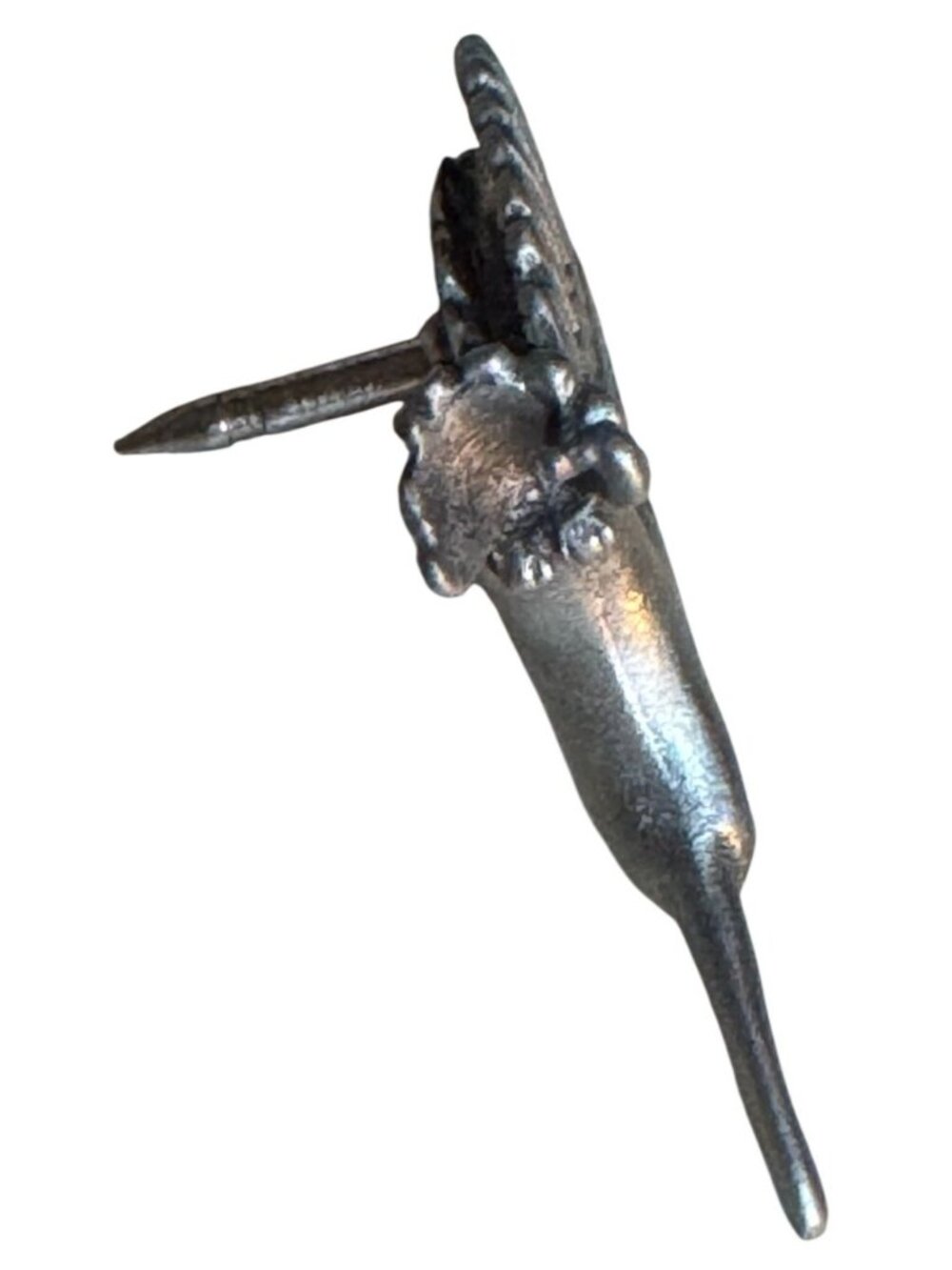 Vintage Hummingbird Metal Lapel Pinback Circa 1960-1970 Detailed Textures - Picture 8 of 10